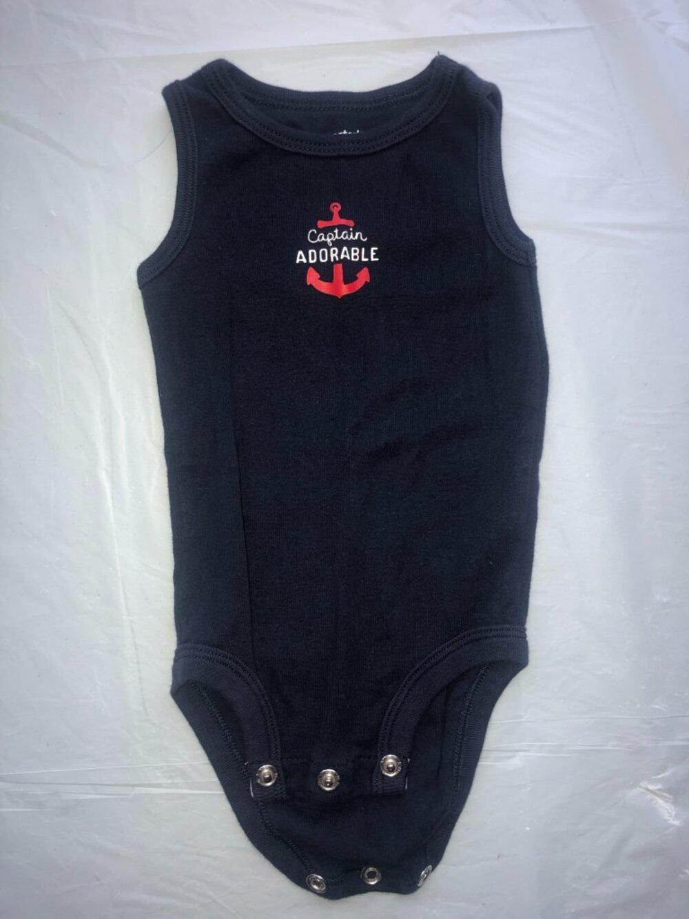 3-months Carters Dark Blue Onesie with "Captain Adorable" on the front; Cute!!